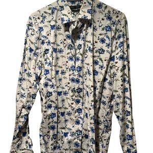 Simons Floral Casual Shirt - Blue and Cream